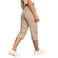 thumbnail image 5 of PBFRDSJ Womens Capris with Pockets Loose Casual Cargo Hiking Pants Outdoor Golf Drawstring Capris, 5 of 6