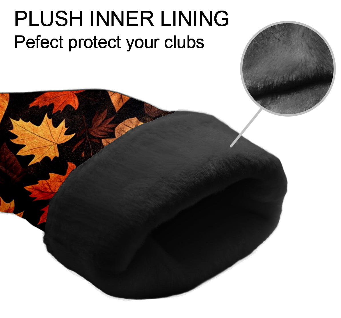 Golf Club Covers PU Leather Waterproof Head Covers for Fairway Woods Hybrids Maple Leaf Pattern Unisex Fits Most Brands