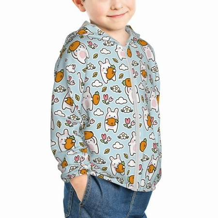 

Uemuo Cute Rabbit Hold Carrot Pattern Rash Guard for Boys Girls Long Sleeve Swim Shirts UPF 50+ UV Sun Protection Hooded Fishing Shirt with Pocket for Kid-18 Months