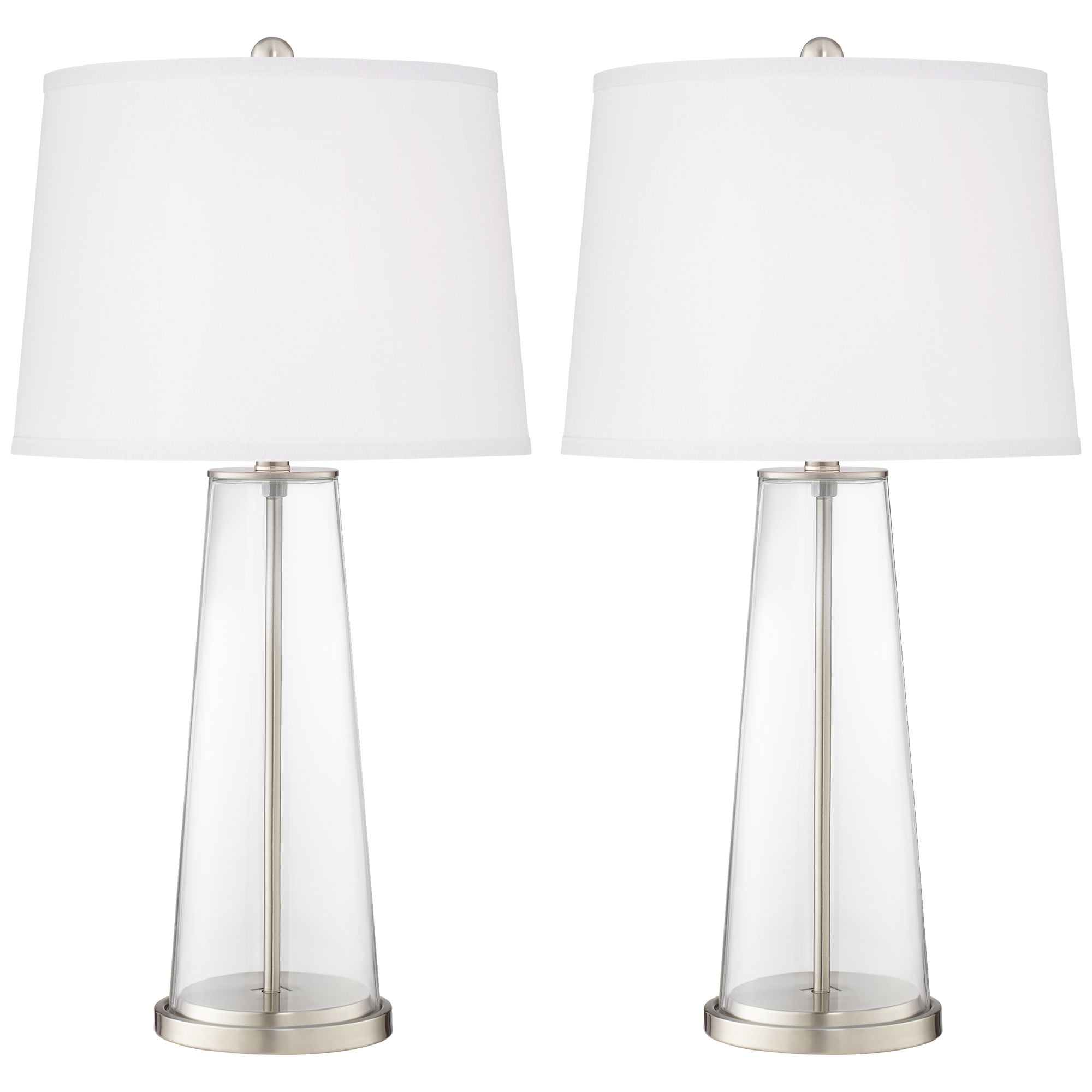 Color Plus Modern Table Lamps Set of 2 Fillable Clear Glass Tapered ...