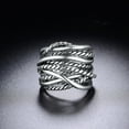 thumbnail image 4 of Mytys Vintage Silver Rose Gold Cable Statement Rings for Women Wire Intertwined Design Band Ring for Women Men Silver Plated 20mm Wide, 4 of 6