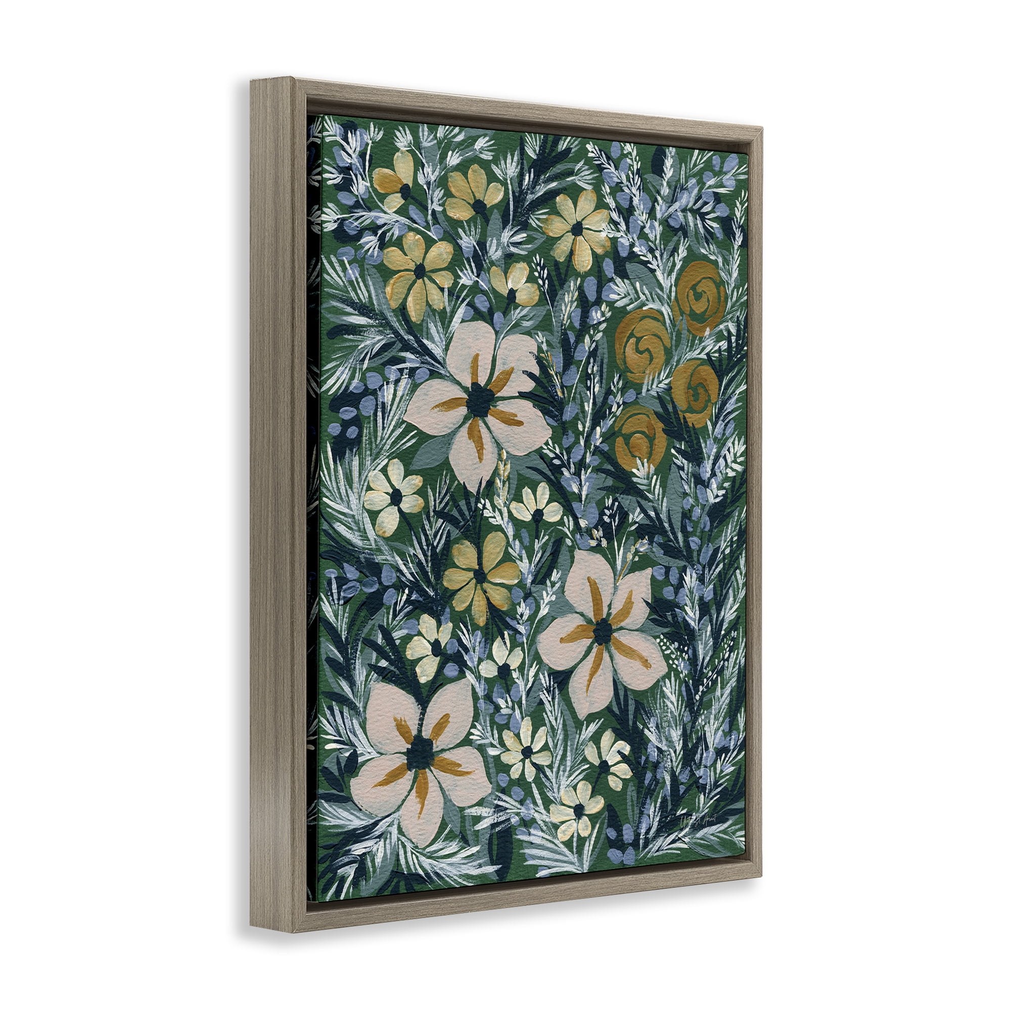 Stupell Industries Summer Boho Florals Botanical & Floral Painting Brown Floater Framed Art Print Wall Art, 17 x 21