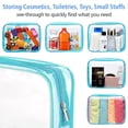thumbnail image 4 of Bolsa de cosméticos transparente de PVC impermeable, bolsa de cosméticos transparente de viaje portátil con cremallera azul, 4 of 5