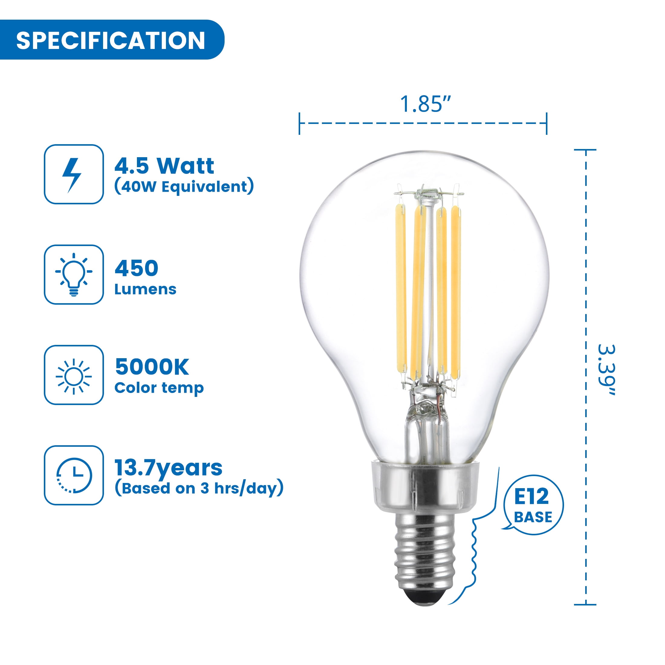 Great Value LED Ceiling Fan Bulb, 7-Watt (60W Eqv.) A15 Great Value LED Ceiling Fan Bulb, 7-Watt (60W Eqv.) A15