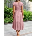 thumbnail image 4 of Dresses for Women Summer Flutter Short Sleeve Fashion Women Flowy Dresses Casual Smocked Elastic Waist Tiered Midi Dresses Alsol Lamesa, 4 of 6