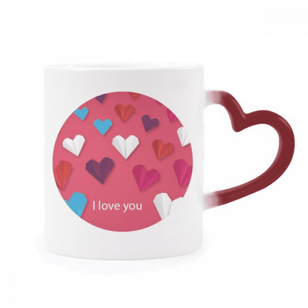 

Origa Geometric Heart Pattern Heat Sensitive Mug Red Color Changing Stoneware Cup