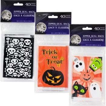Personalized Halloween Treat - Halloween Treat Bags with Zip Seal 40 Pc Choose From 3 Bags Design
