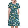 thumbnail image 1 of Bixox Robe d'Été à Manches Courtes pour Femmes Robe Ample Longueur Genou avec Poches-Floral, 1 of 7