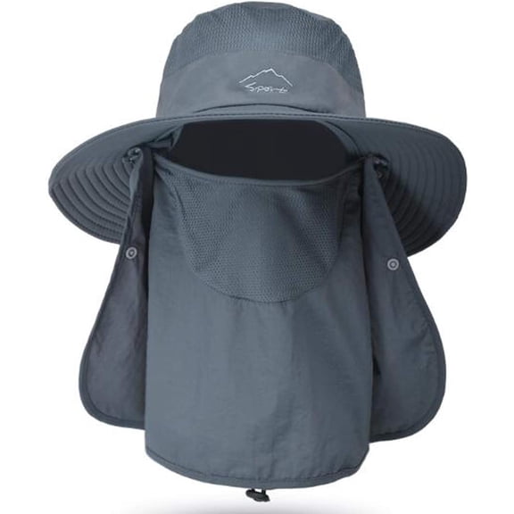 Fishing Hat for Men & Women, Outdoor UV Sun Protection Wide Brim Hat with Face Cover & Neck Flap