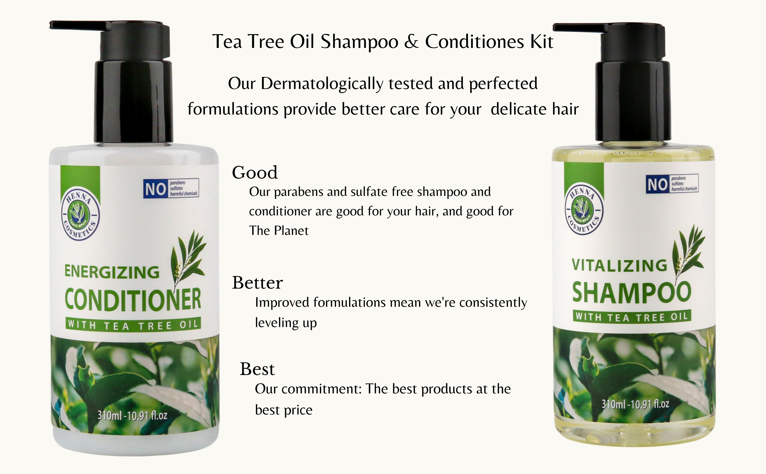 Henna Cosmetics Tea Tree Oil Shampoo / Conditioner Set - Sulfate Paraben Free 10.4 FL oz. - image 4 of 7