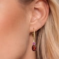 thumbnail image 3 of Gem Stone King 18K Yellow Gold Plated Silver Red Garnet and Pink Moissanite Dangle Earrings for Women with Lab Grown Diamond (4.74 Cttw, Oval 9X7MM), 3 of 6