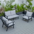 thumbnail image 2 of LeisureMod Walbrooke Modern 3-Piece Outdoor Patio Set with Black Aluminum Frame and Removable Cushions Loveseat and Set of 2 Armchairs for Patio and Backyard Garden (Light Grey), 2 of 18