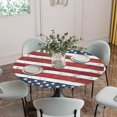 thumbnail image 5 of 4th of July Round Tablecloth for 36-44 Inch Tables, Fitted Table Cover with Elastic Edge, Independence Day Blue Star Red Stripe Waterproof Outdoor Table Cloth Protector for Patio Garden Dinner Picnic, 5 of 9