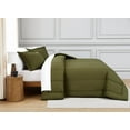 thumbnail image 4 of Brooklyn Loom Oversized Cotton Percale Olive Green Full/Queen 3 Piece Comforter Set, Solid Color Themed, Oeko-TEX Certified Confidence, 4 of 7