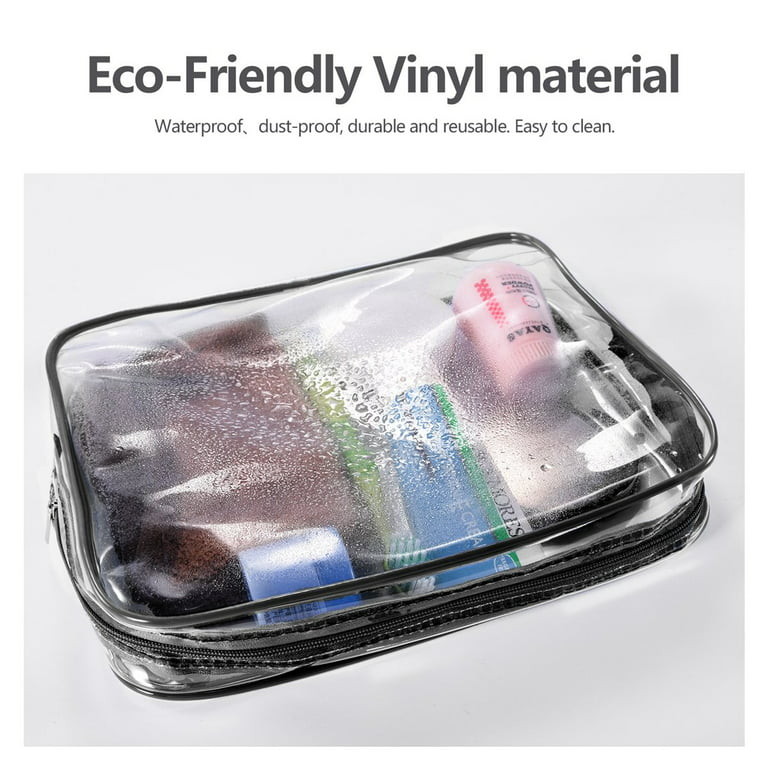 Clear Cosmetic Bag · Spill-Proof Transparent Makeup Pouch · PVC Travel Organizer Storage with Pockets and Zipper · Gray · EzPacking