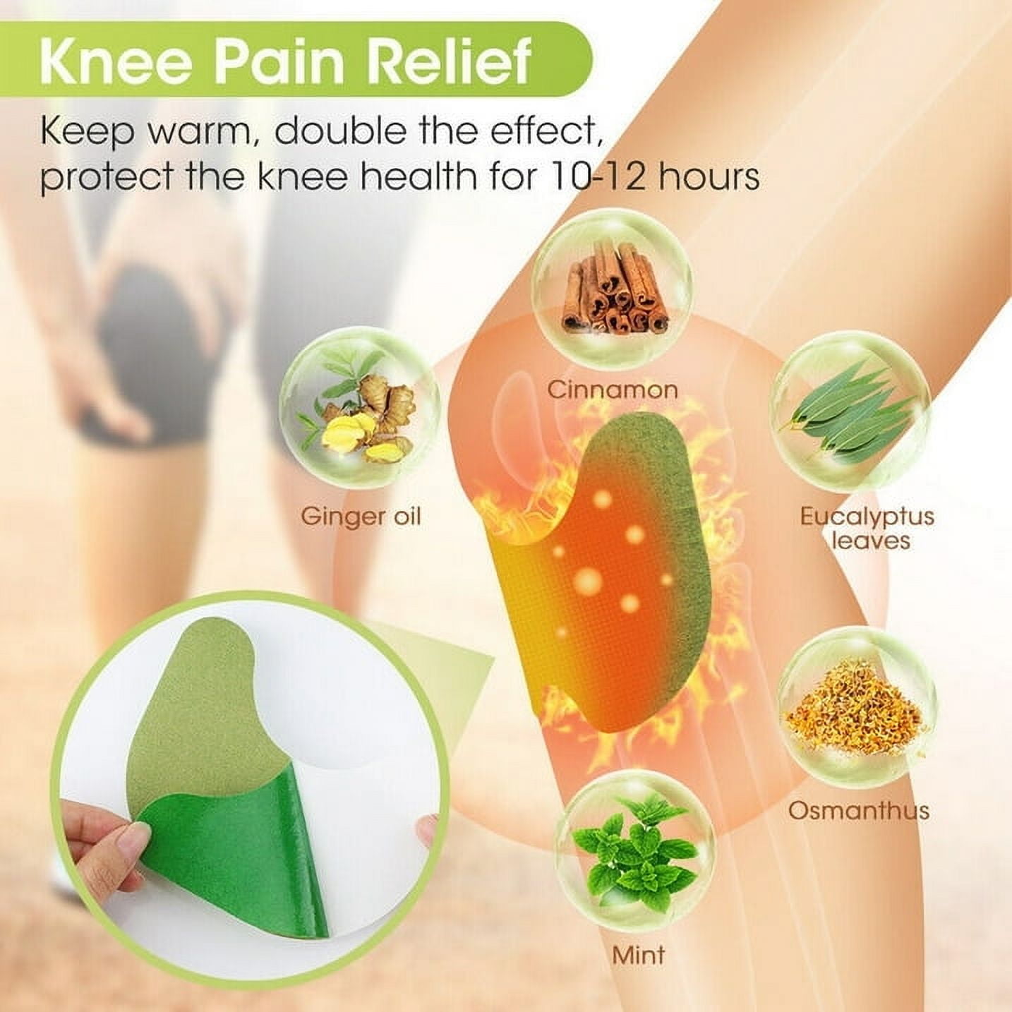 48PCS Original Well Knee Herbal Knee Pātch - Well Knee Plāster for Knee Support & Muscle Pain - Maximum Strength for a Temporary Relief - Adhesive Heat Pātches Made with Natural Herbs