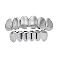 thumbnail image 3 of Langgg Grills Hip Hop Upper Lower 6 Teeth Caps Halloween Cosplay Silver Bottom, 3 of 7