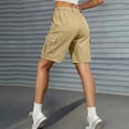 thumbnail image 5 of Quick Dry Shorts for Women Knee Length High Waisted Cargo Hiking Bermuda Shorts Lightweight Long Golf Chino Short Beige M, 5 of 7