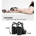 thumbnail image 4 of DADAWEN Women's Open Toe Platforms Hight Block Chunky Heels Sandals Party Wedding Dress Shoes Black 7 US, 4 of 6