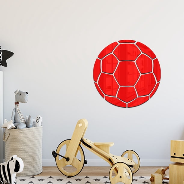 Pegatinas de Pared de Acrílico Espejado con Forma de Balón de Fútbol para Decoración de Pared, para Habitación de Niños y Niñas, Sala de Estar y Dormitorio.