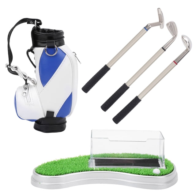 Mini bolsa de golf de escritorio, soporte para bolígrafos de golf, caja para tarjetas de presentación, base para regalo de recuerdo