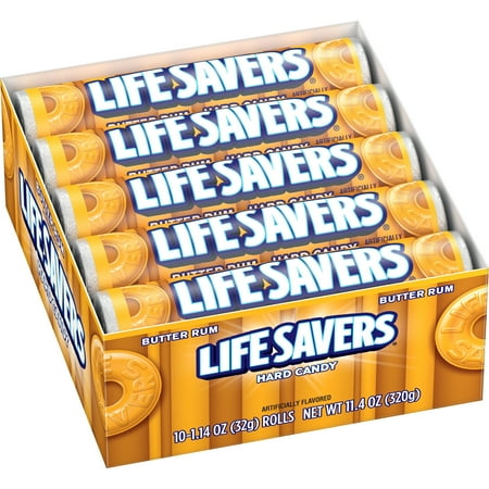 Life Savers Butter Rum Hard Candy, 1.14 ounce (10 Single Packs)