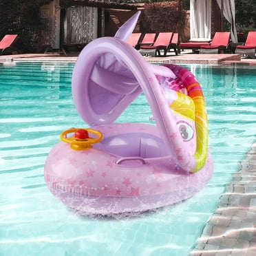 Kid Odyssey Inflatable Swimming Pool Float with Sun Canopy, Purple