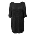 thumbnail image 6 of Women's Neck Dress for Women V Neck Shirt Dress Sparkly Half Sleeve Loose Party Club Cocktail Dress, 6 of 9