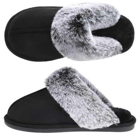 VONMAY Women's Scuff Slippers Fuzzy Indoor Outdoor House Shoes