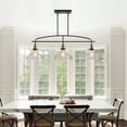 thumbnail image 4 of 45" Industrial 3-Light Pendant Chandelier, Clear Glass Shades & Black Metal Frame, Adjustable Height Modern Farmhouse Lighting for Kitchen Island, Dining Room, Living Room (Bulb Not Included), 4 of 12
