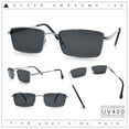 thumbnail image 2 of Minimal Narrow Rectangle Metal Rim Dad Fashion Sunglasses Silver - Black, 2 of 8