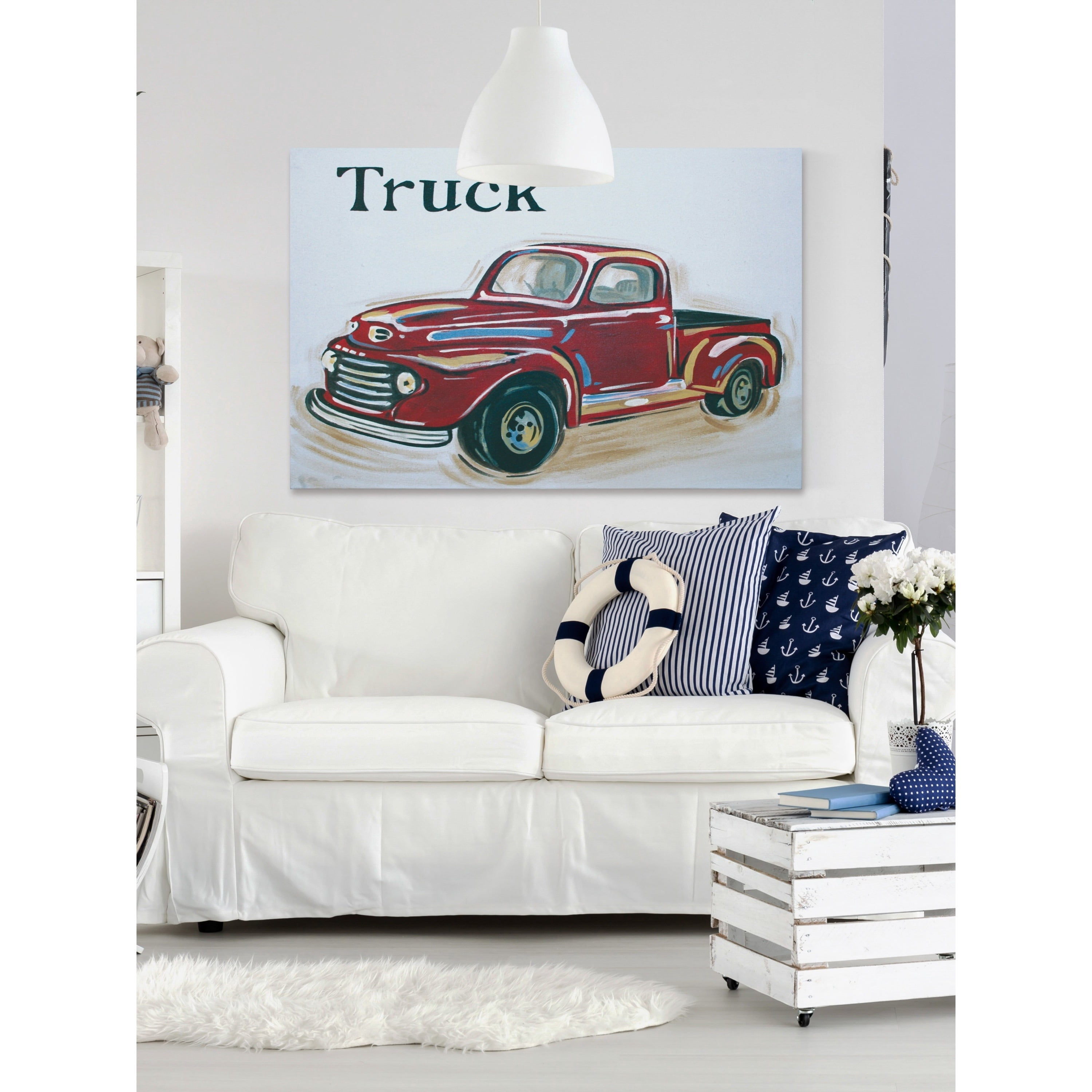 Marmont Hill "Red Truck" by Reesa Qualia Painting Print on Wrapped Canvas
