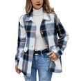 thumbnail image 2 of Baberdicy Women's Flannel Shacket, Thickened Plaid Long Sleeve Shirt Jacket for Casual Style , Plaid Flannel Shacket, Fleece-Lined Fall Shirt, Casual Outdoorshirt Blue S, 2 of 4