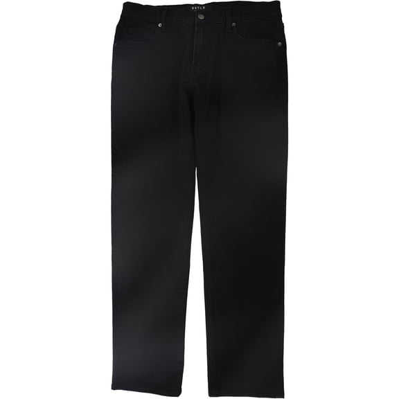 DSTLD Mens Solid Straight Leg Jeans, Black, 33W x 32L