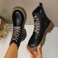 thumbnail image 2 of Xfvqtps Womens Martin Boots Fashion Winter Flatform Boots with Thick Sole Lace up Side Zipper Ankle Booties for Women Casual Streetwear Shoes Black, 2 of 9