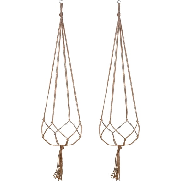 2 Pack 48 Inch Large Macrame Plant Hanger Rope to Hang Flower Pot Plant Holder for Indoor Outdoor Decorations, 4 Legs (Linen Color)