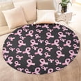 thumbnail image 4 of Pink Breast Cancer Round Blanket,Comfortable Soft Flannel Throw Blanket,All Season,Warm Lightweight Blankets for Sofa Bed Couch Living Room Chair 47"x47", 4 of 5