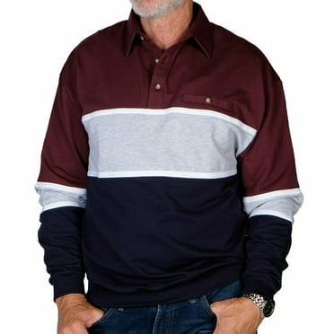 Classics by Palmland Horizontal Stripes Banded Bottom Shirt 6094-728-BURG