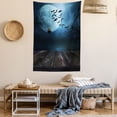 thumbnail image 2 of Halloween Tapestry, Misty Lake Scene Rusty Wooden Deck Spider Eyeball and Bats with Ominous Skyline, Wall Hanging for Bedroom Living Room Dorm Decor, 40W X 60L Inches, Blue Brown, by Ambesonne, 2 of 5