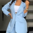 thumbnail image 6 of vigerkar Women's 2 Piece Solid Ruched Sleeve Blazer and Pants Business Office Suit Set Blue, L, 6 of 6