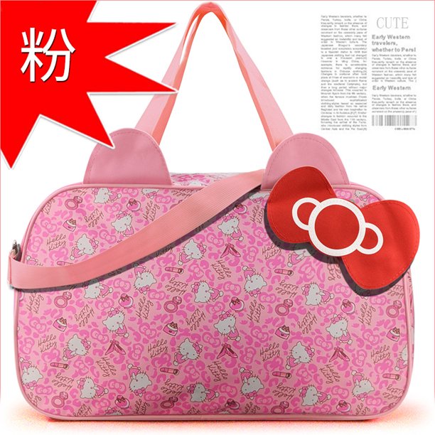 Helloed a kitty-Bolso de viaje con dibujos animados para mujer, equipaje grande, impermeable, cruzado, de lona, Fitness