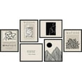 thumbnail image 3 of PixonSign Framed Canvas Print Wall Art Set - Duotone Dark Mountain Matisse & Humanities Pattern - Set of 6 Abstract Geometric Poster Cultural Art Wall Décor - 8"x10"x6 Black, 3 of 5