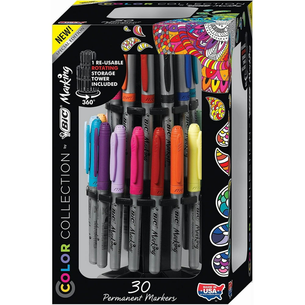 BIC Marking Color Collection Permanent Marker Tower, Assorted Colors