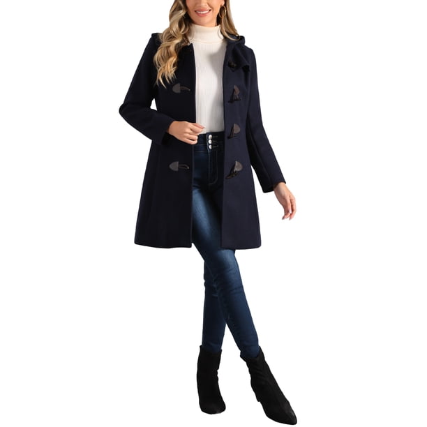 INSPIRE CHIC Women's Coat Solid Color Toggle Button Fully Lined