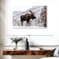 thumbnail image 3 of Elephant Stock Snowy Moose Wall Art - Horizontal Canvas Wall Art - Living Room Wall Decor - Animal Canvas - Brown And White Decor - 36" x 24", 3 of 8