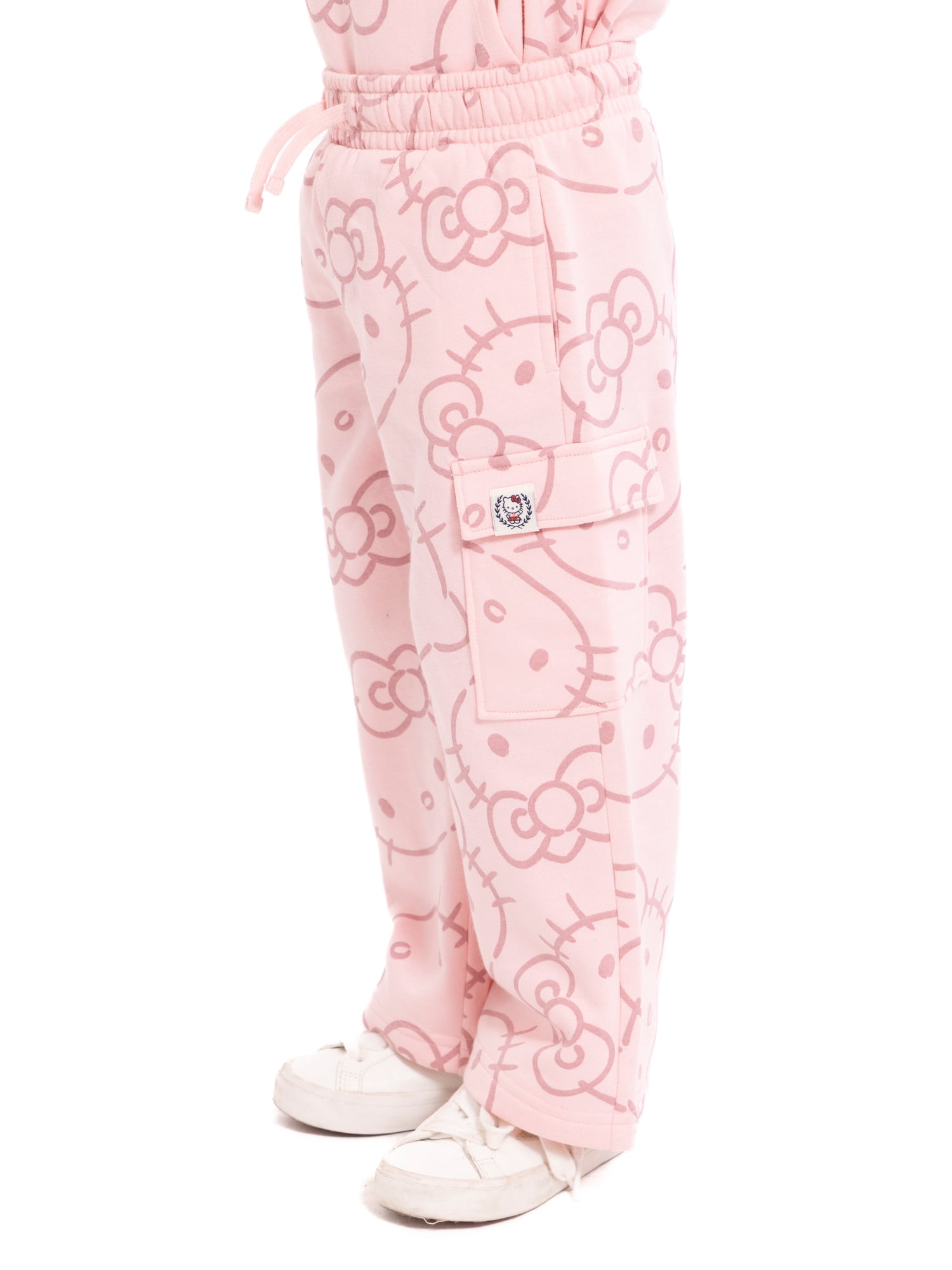 Wonder Nation Hello Kitty Baby and Toddler Girls Graphic Fleece Cargo Pants, Sizes 12M-3T