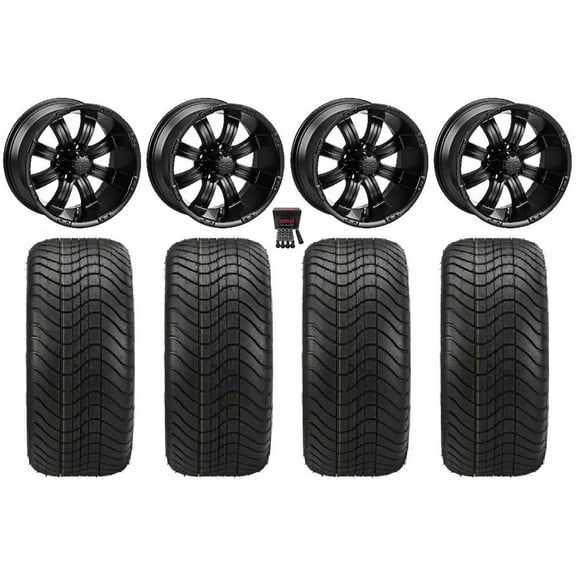 LSI Casino 14" Golf Wheels Black Elite 215x35-14 Tires E-Z-GO & Club Car