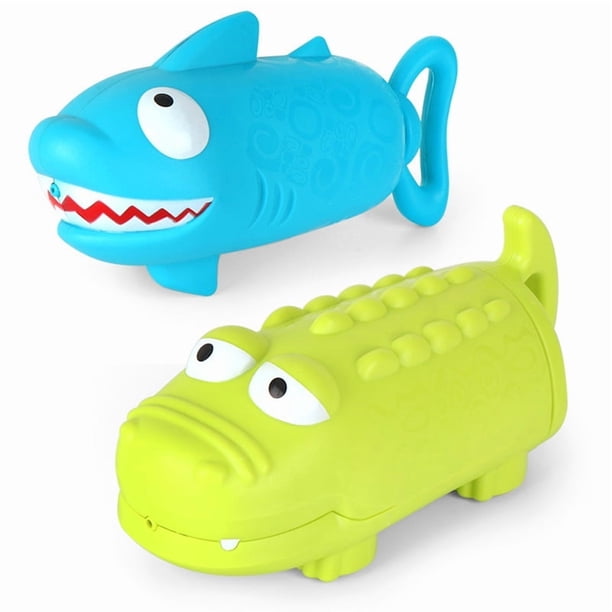 Baby bath water toy - 2 pack Fun Summer Bath Toys for Kids, Outdoor Water Play for Toddlers 18+ months (Shark water gun+ crocodile water gun)