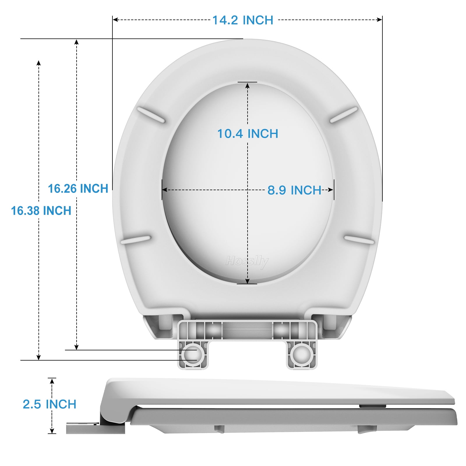 Garvee 17" Round Toilet Seat, Slow Soft Close, Easy to Install and Clean, Never Loosens, White