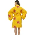 thumbnail image 2 of Bimba Women's Yellow Full Sleeve Kimono Robe With Belt Bridal Cover Up Wrap - 24, 2 of 4